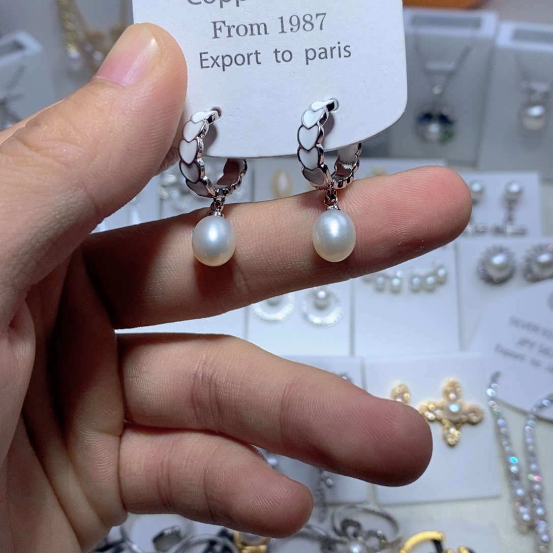 淡水珍珠耳饰银S925镶嵌