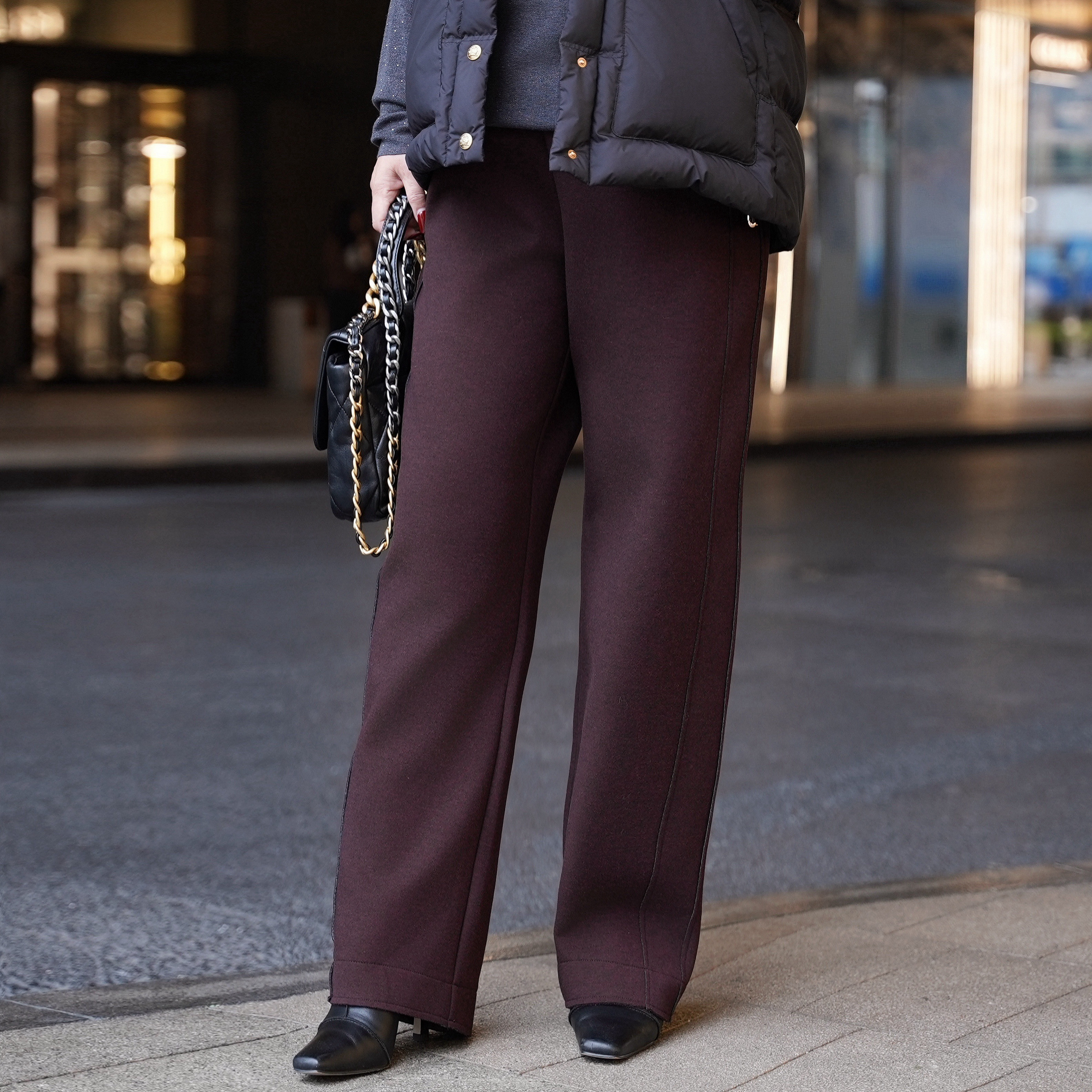 2025秋冬新款梨形天菜高克重保暖显瘦阔腿弯刀裤KZ057