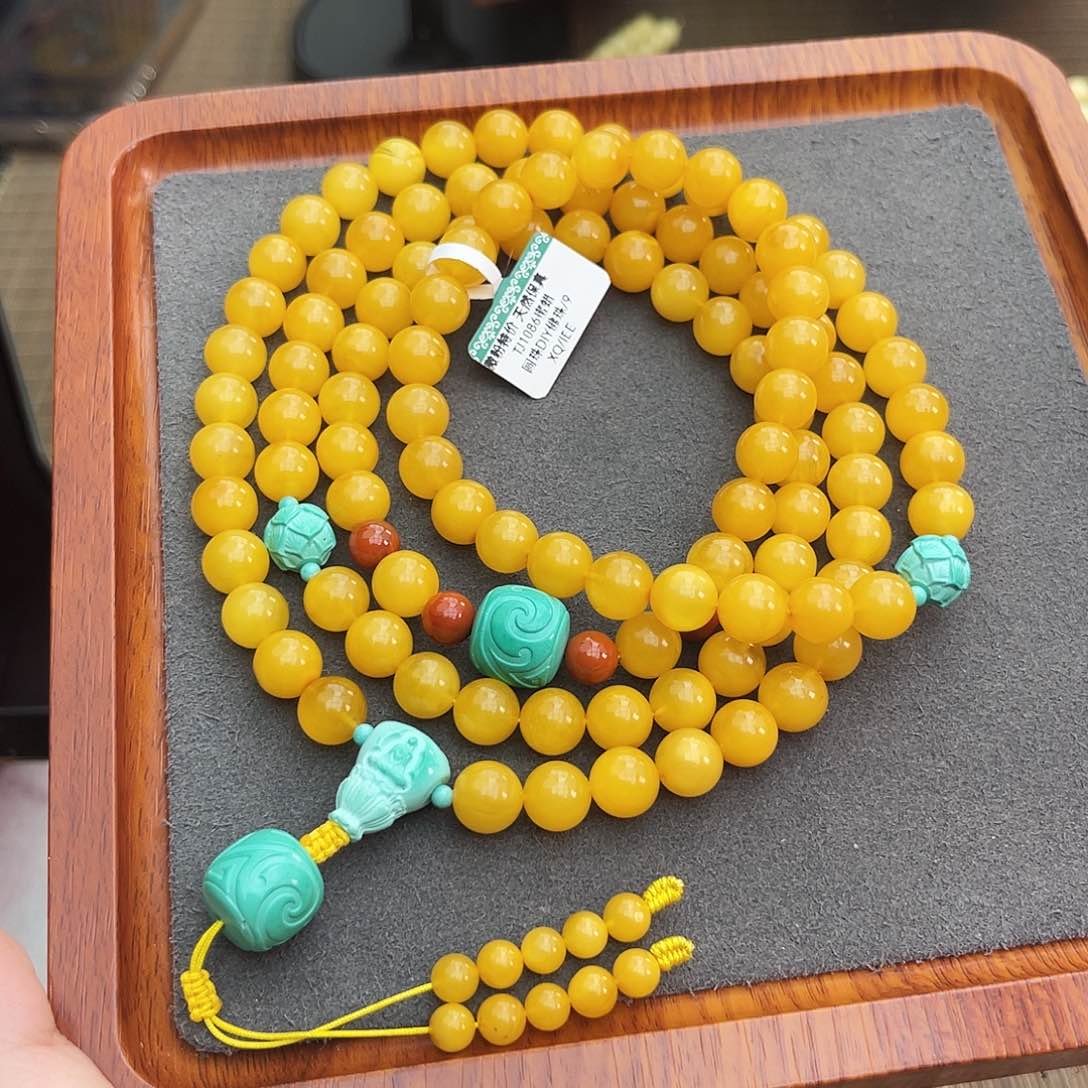 琥珀手链未镶嵌抠***、9m108鸡油黄