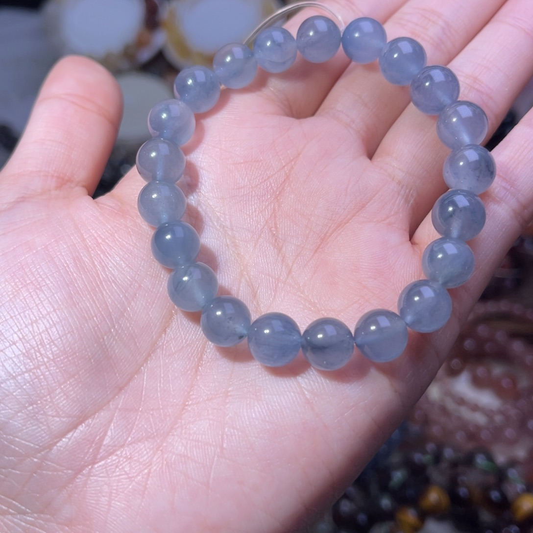 水晶手串未镶嵌蓝兔毛