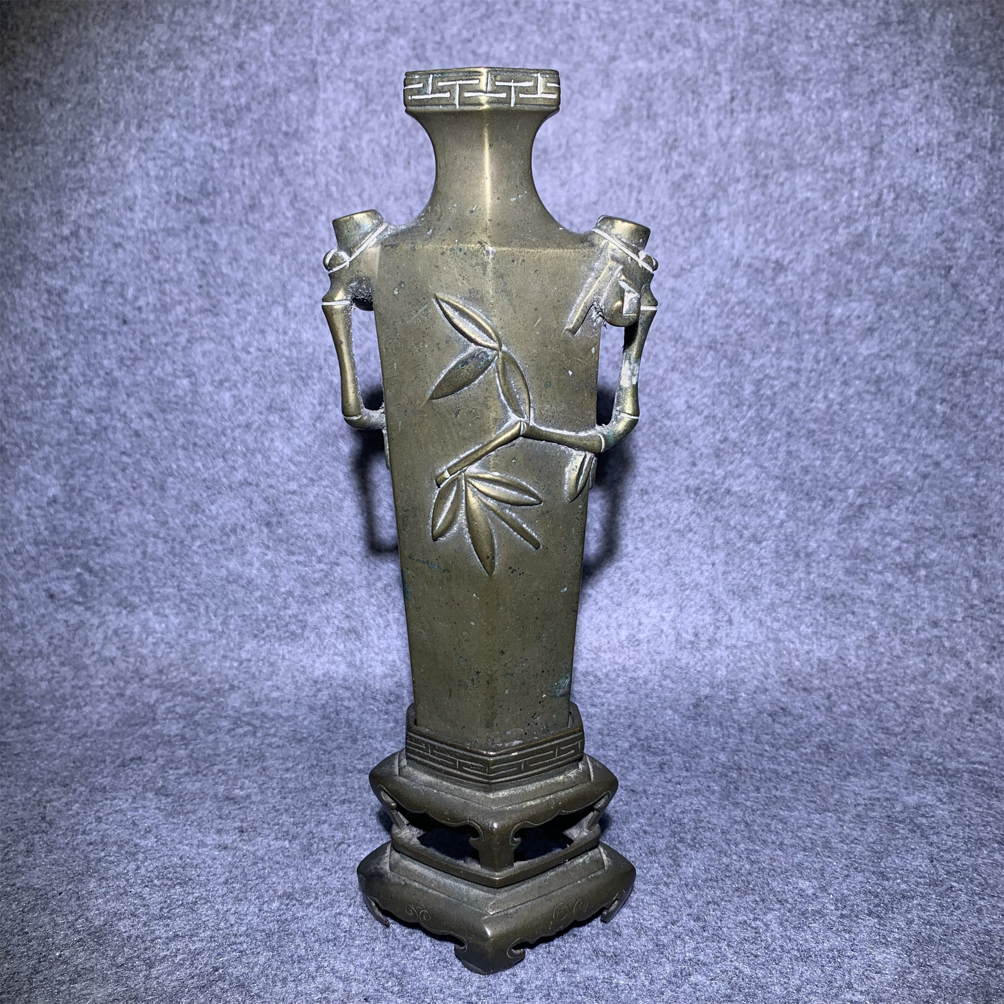 清代竹节纹铜花插/山东省传承文物商店库出010604