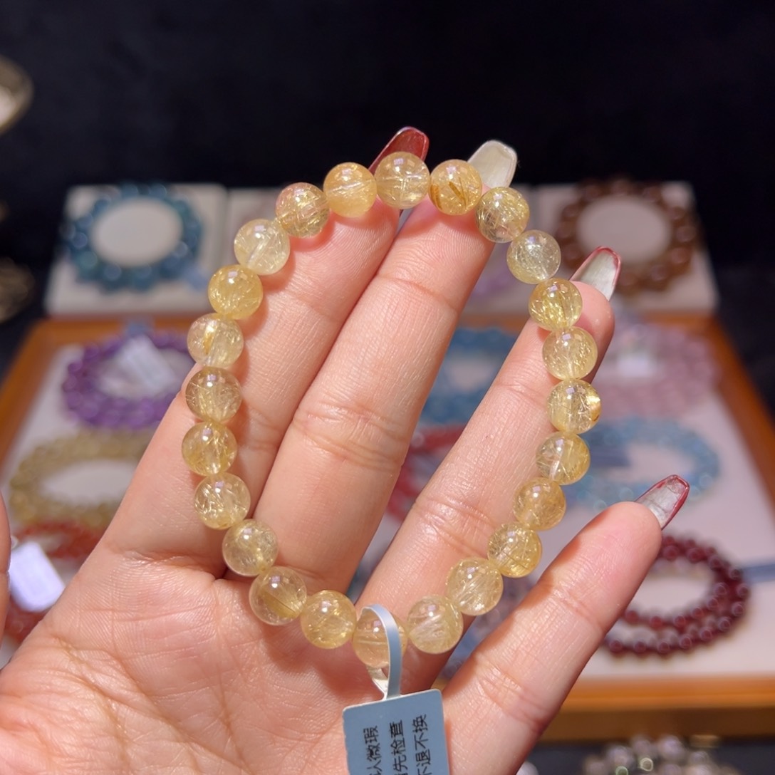 水晶手串未镶嵌金发晶8.1m m