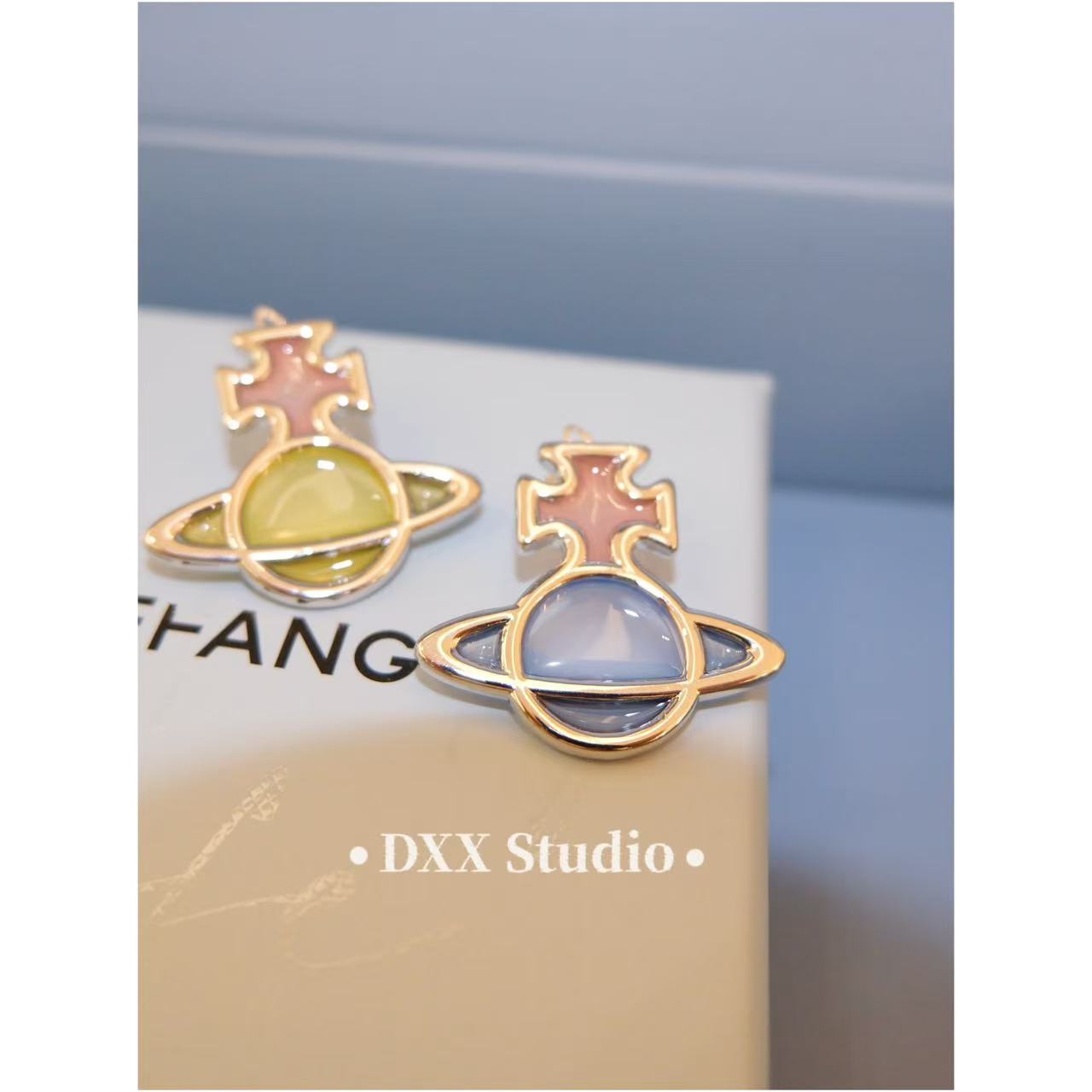 铜合金锆石耳饰 小众设计糖果色耳饰46638