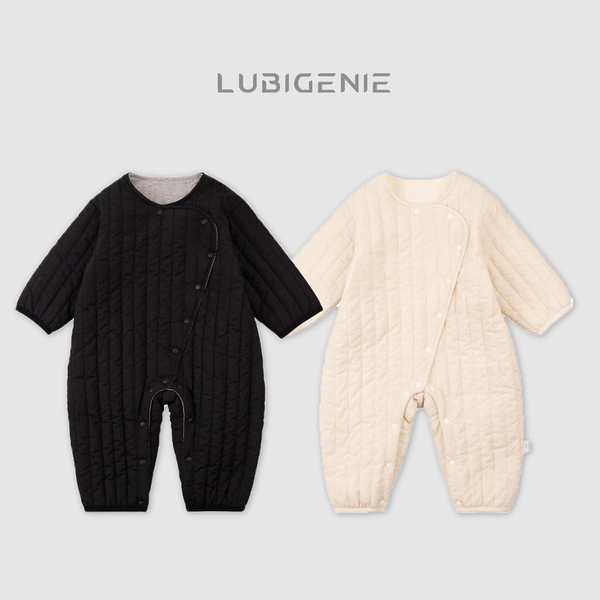 现货！【潘先生定制】防风面料轻薄透气北欧黑白简约婴儿连体棉服