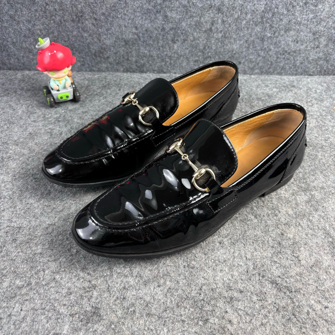 95新 GUCCI/古驰 （福利）马衔扣漆皮低跟鞋 35.5码 公8.5k YLP1762