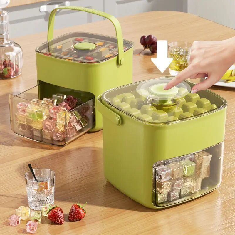 按压冰格冰块模具制冰盒冻冰球神器磨具大容量储冰家用食品级冰箱