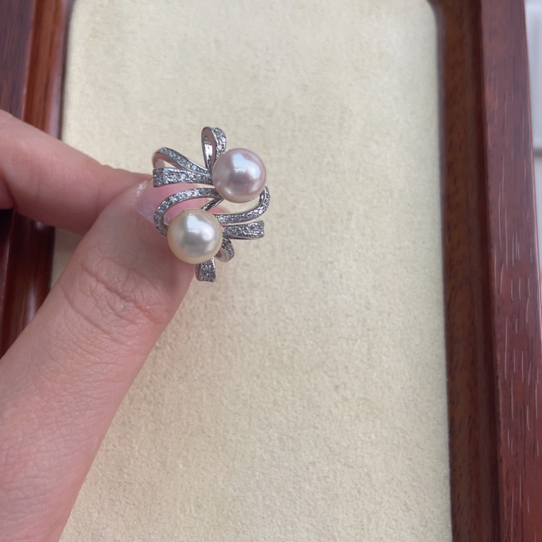 海水珍珠戒指银S925镶嵌