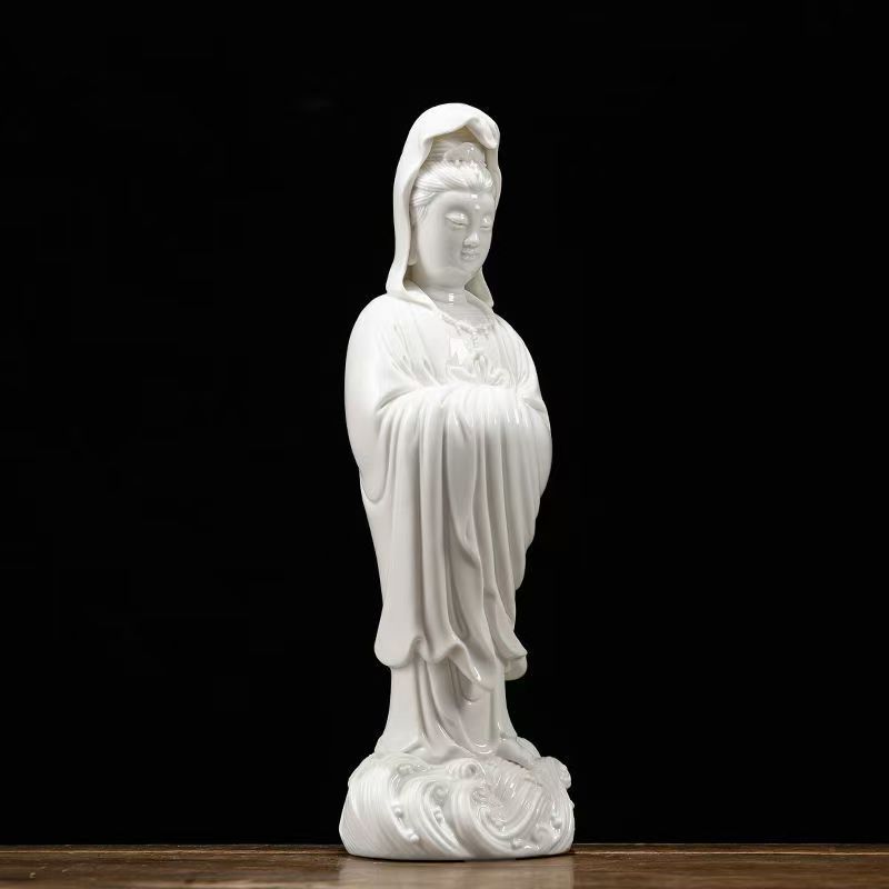 渡海观音陶瓷摆件白瓷雕塑家居装饰品玄关
