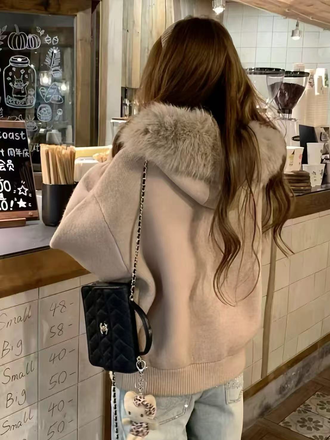 【大毛领毛衣】开衫外套女秋冬宽松显瘦软糯针织衫 