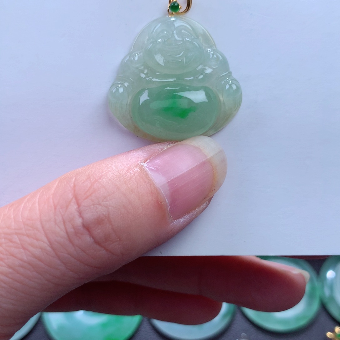 翡翠吊坠(不含链)18K金镶嵌