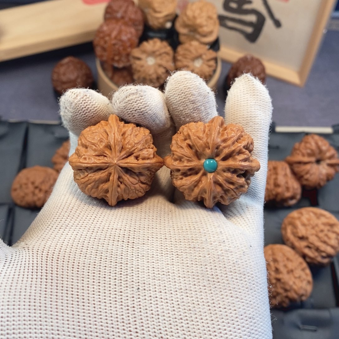 文玩核桃把件39尺小众雨花石四棱