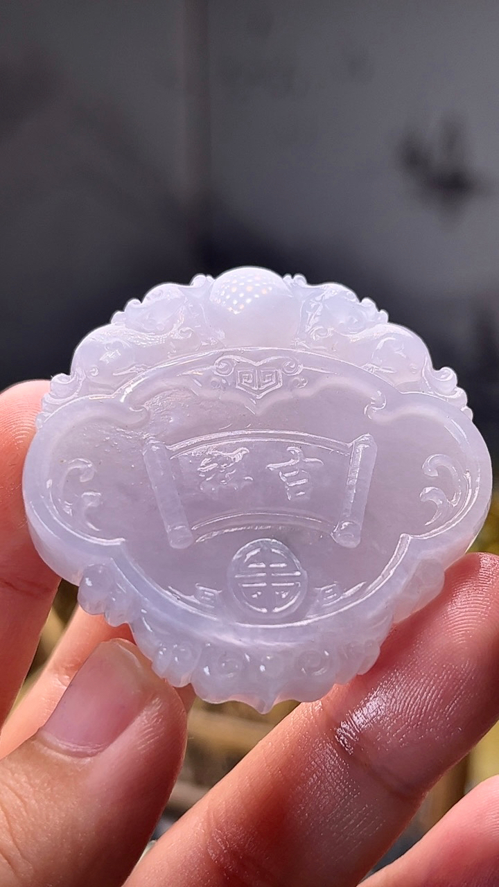 天然缅甸翡翠起冰胶感吉祥如意仿古牌毛货买断需抛光尺寸45-46-11