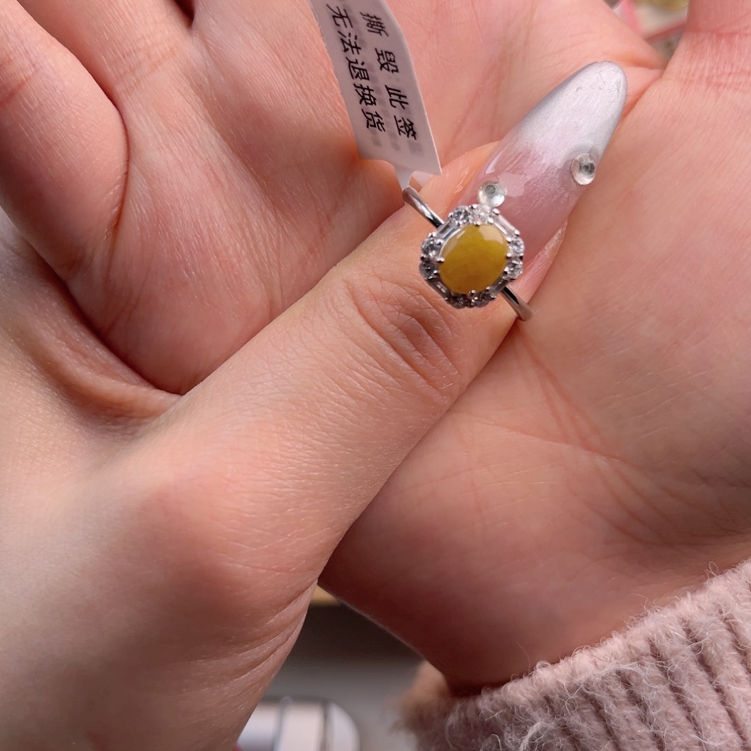 翡翠戒指银S925镶嵌66558