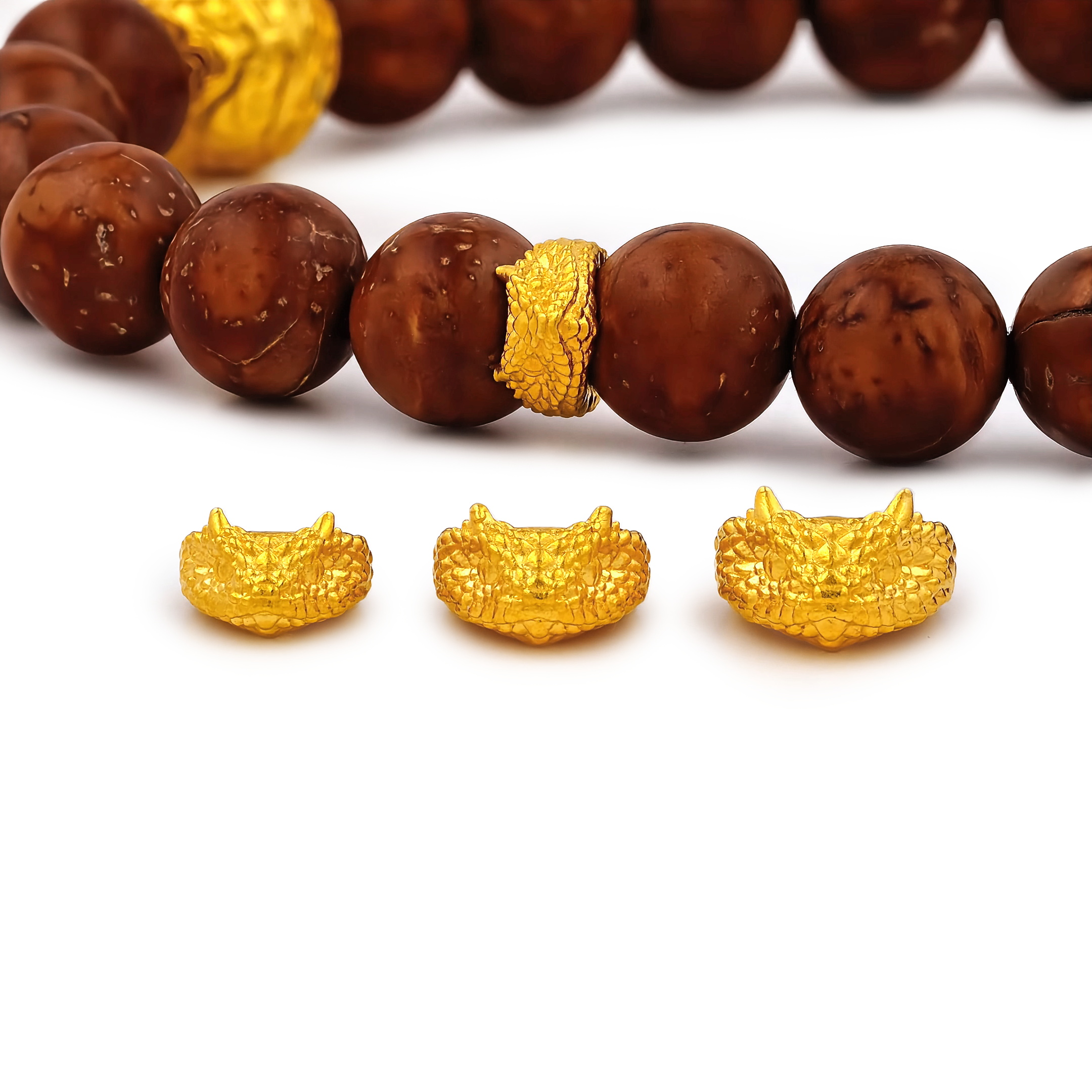 足银银制品 足银文玩配饰蟒蛇卡环归圆隔片5D无氰电铸手持手串diy