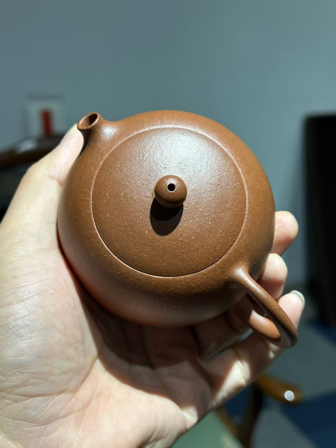 宜兴紫砂全手工西施掌上明珠黄龙山大红泥