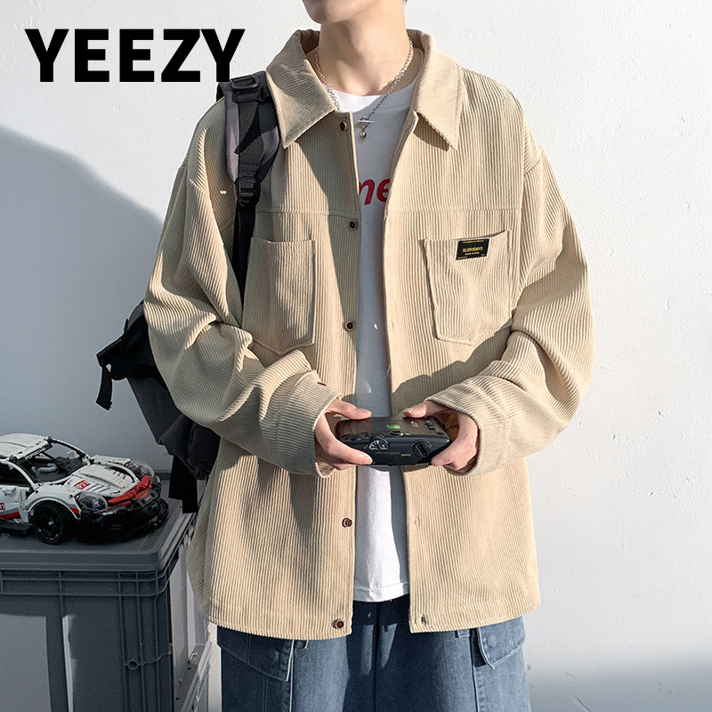 YEEZY男装长袖衬衫外套男秋季新款美式休闲翻领衬衫潮牌百搭工装