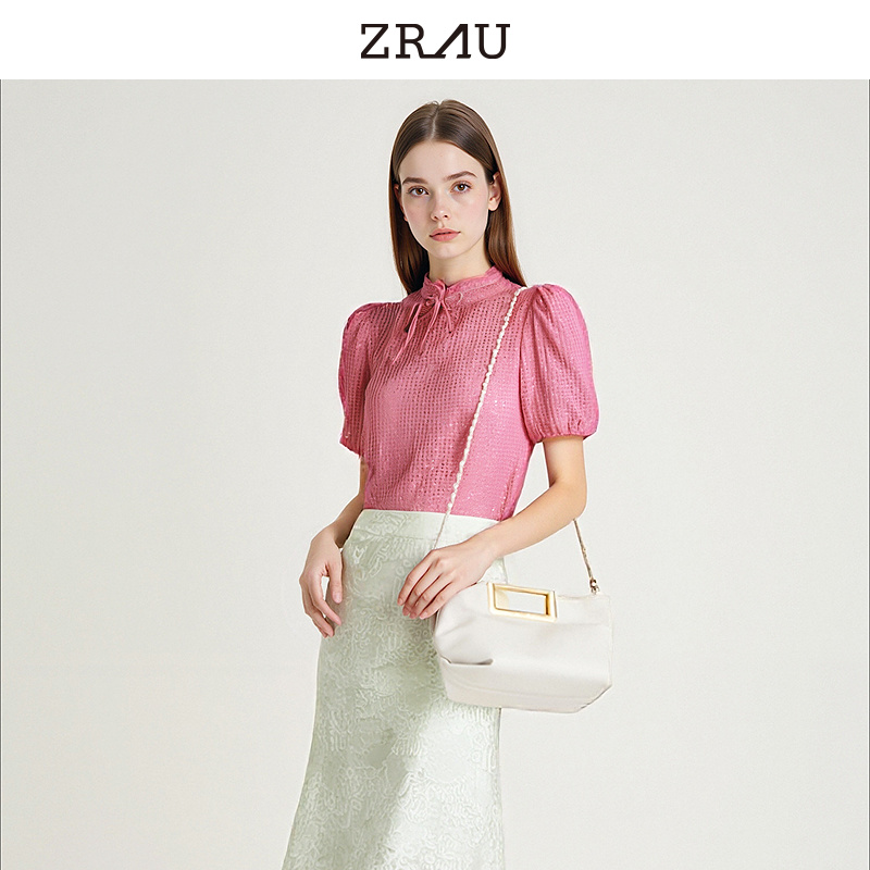 ZRAU冷萃新中式泡泡袖上衣Z1241M0019