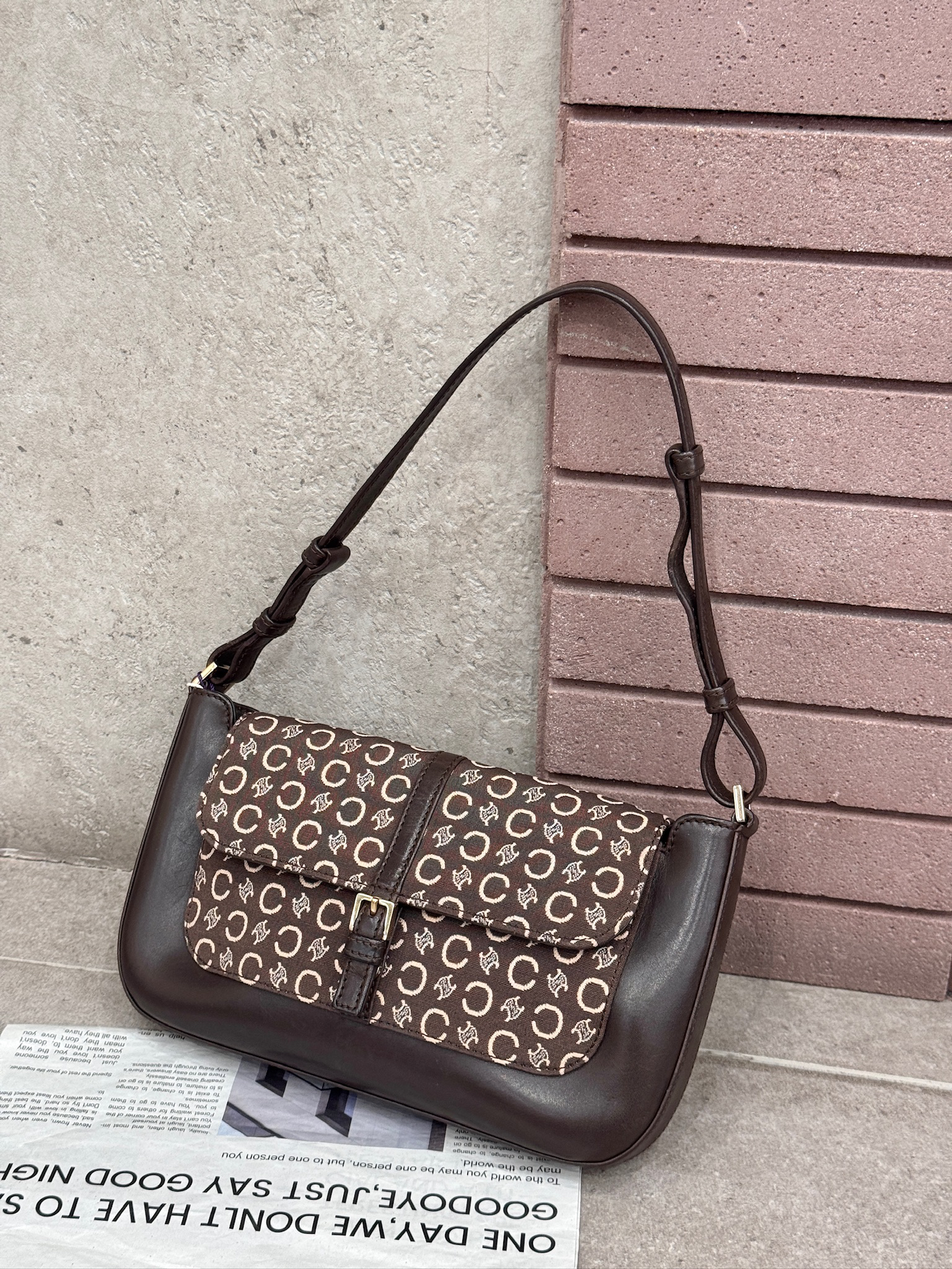 95新 Celine/思琳 觅时/C字纹皮带扣腋下/112446