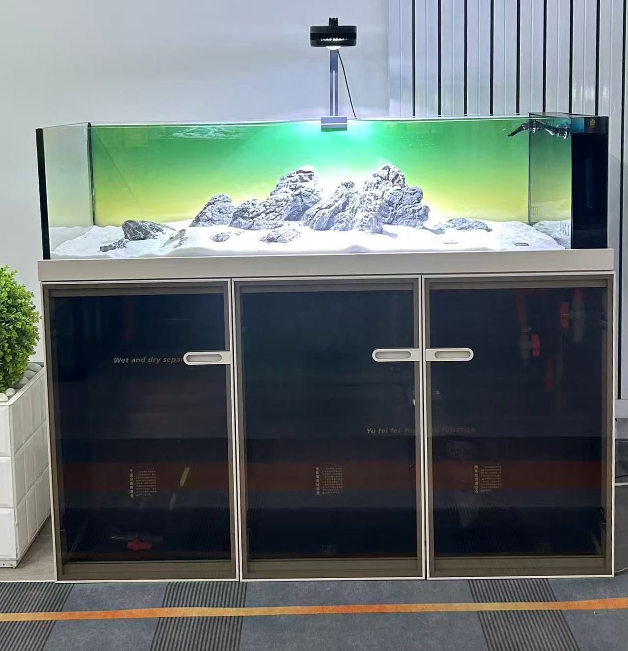 鱼妃妃 C款玻璃门右侧溪流缸底部过滤生态鱼缸