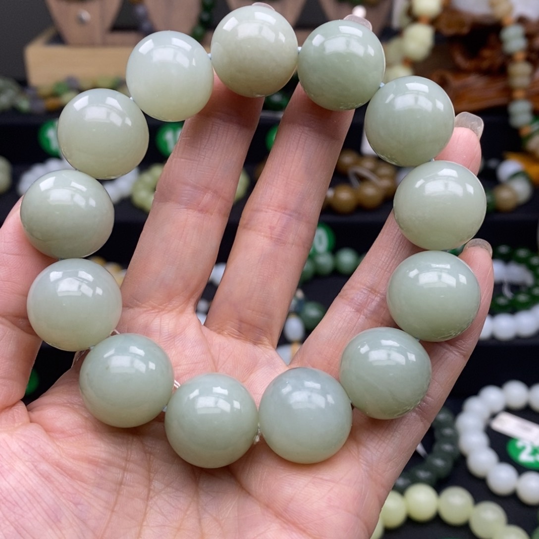 和田玉手链未镶嵌且末蓝18m m