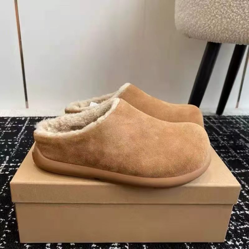 2025冬慵懒风小土豆勃肯鞋加绒一脚蹬包头女拖鞋秋冬冬季