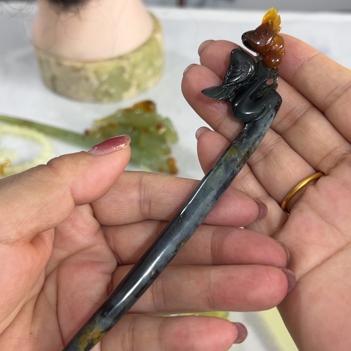 定制蛇纹石玉毛货发饰