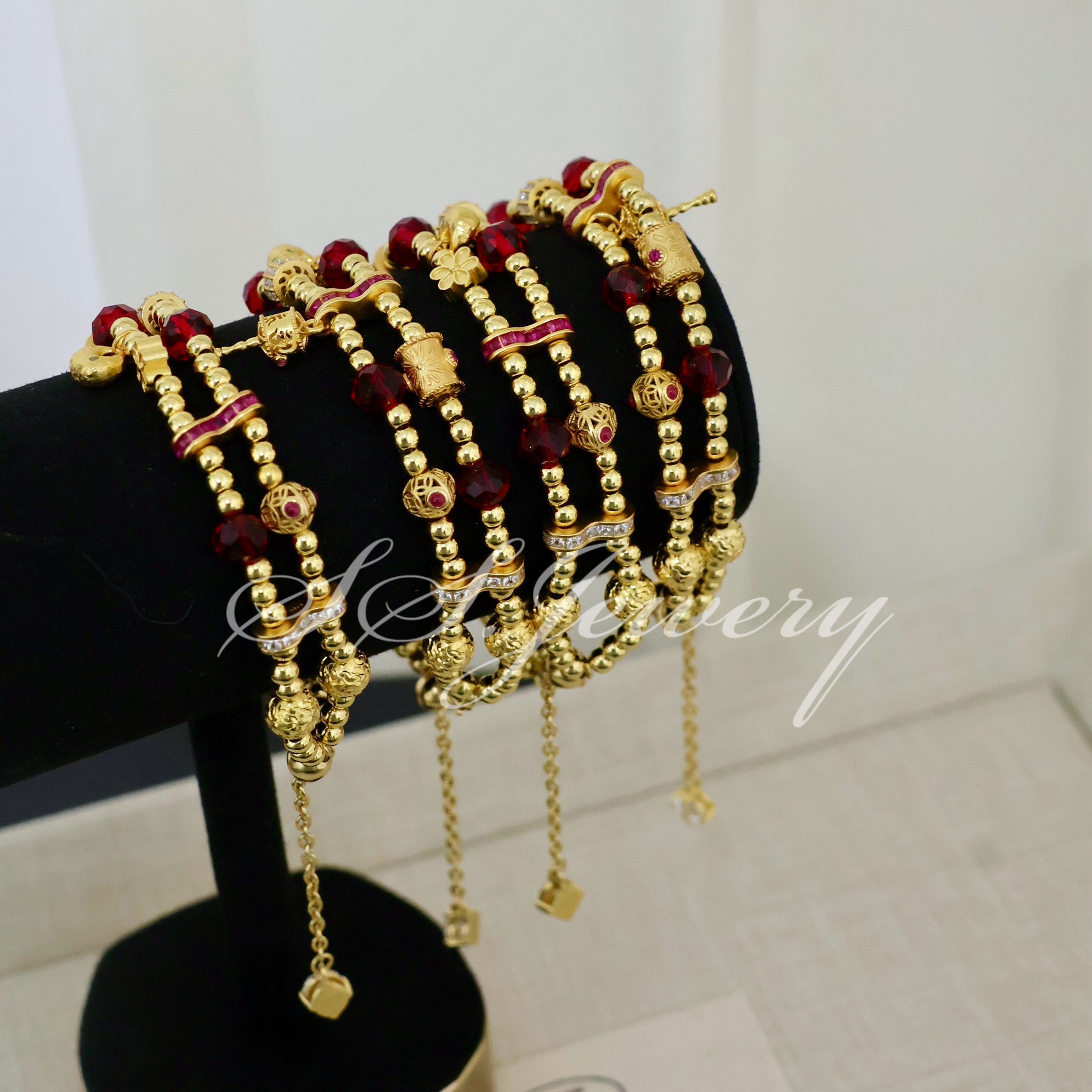 925银合成锆石手链 SS JEWELRY绝世无双转经筒双重盘缠手链银饰