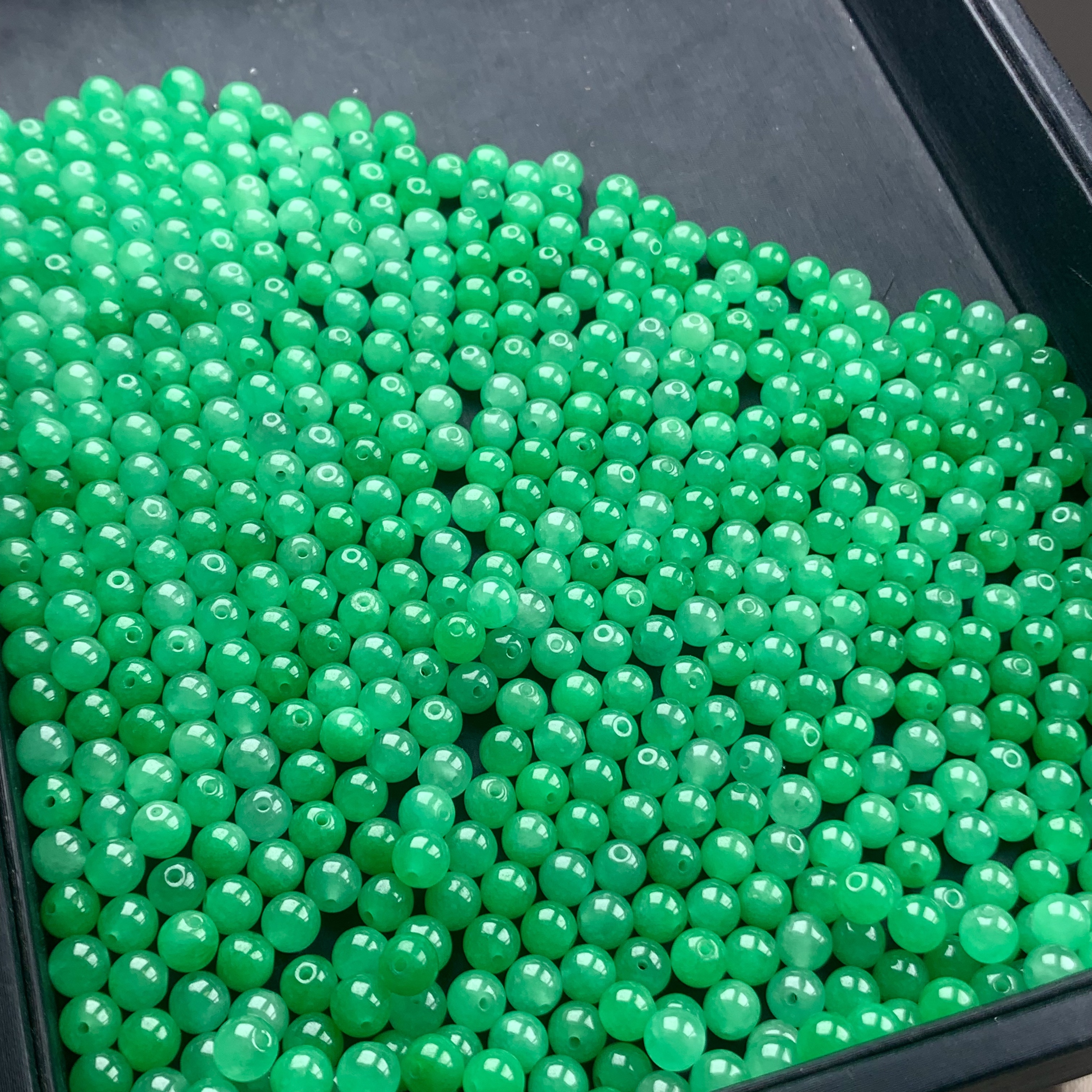 6mm 天然缅甸A货翡翠 冰绿单珠 多样性发货其一