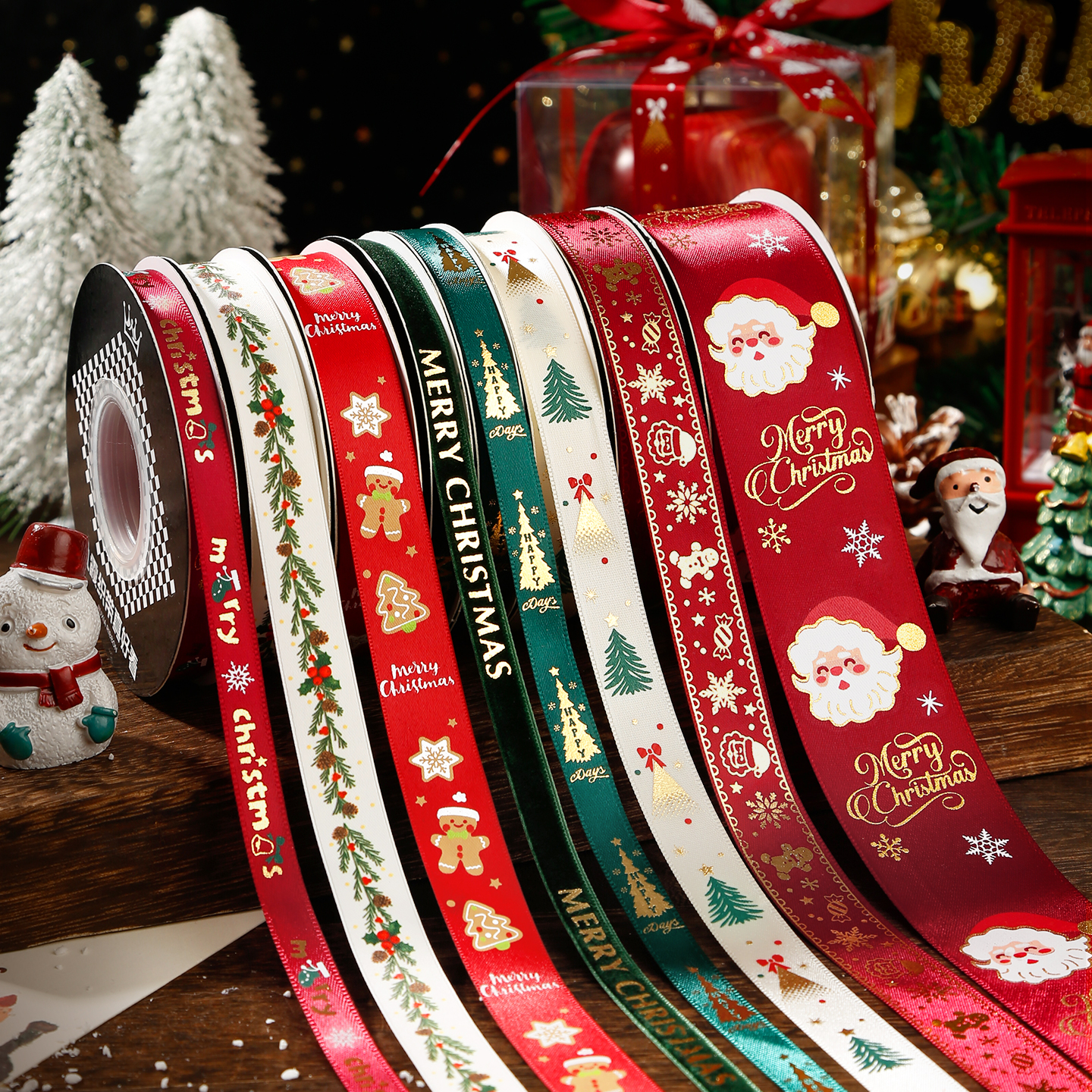 圣诞节烫金丝带鲜花花束礼物礼品礼盒包装彩带装饰绑带【3卷装】