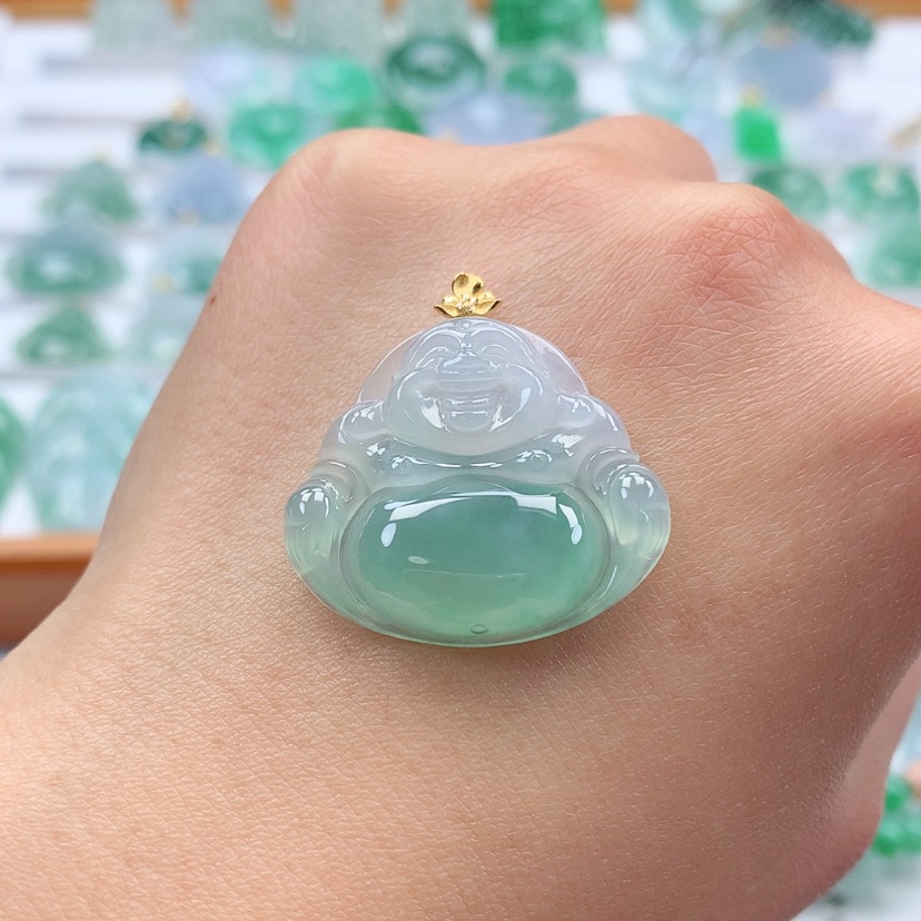 【闪购商品】翡翠吊坠(赠链)18K金镶嵌