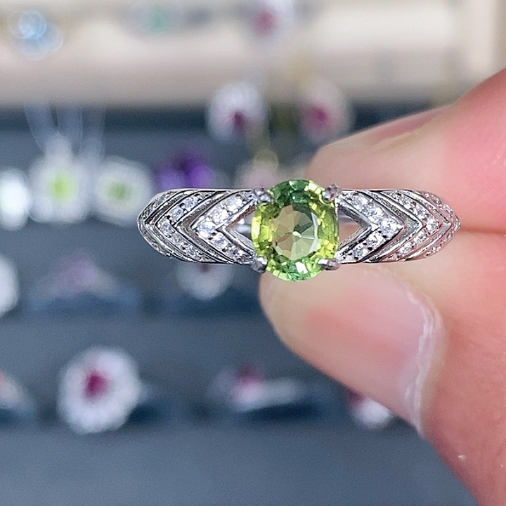 碧玺戒指银S925镶嵌戒指