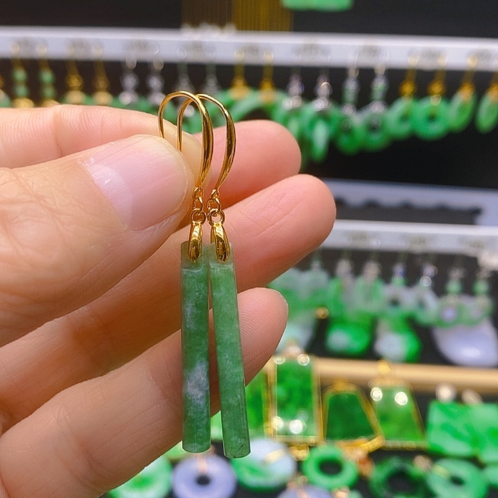 翡翠耳饰银S925镶嵌耳坠