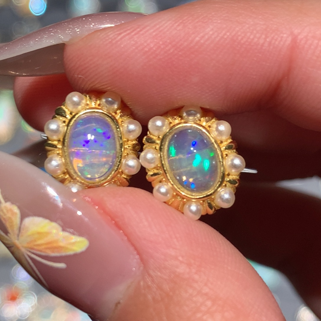 欧泊欧泊耳钉y银S925镶嵌