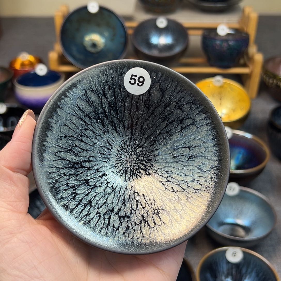 茶盏九***着百花斗笠手工背