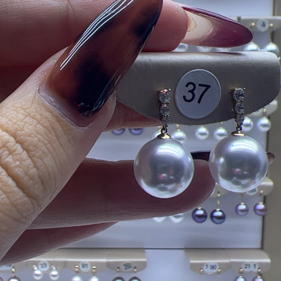 淡水珍珠耳饰18K金镶嵌