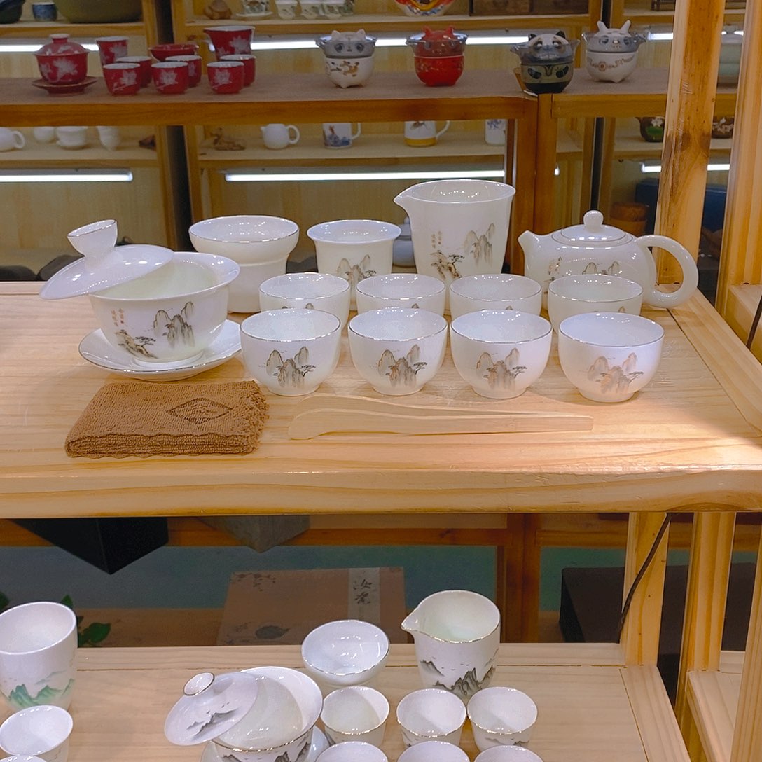 【不止】羊脂玉瓷茶具套装
