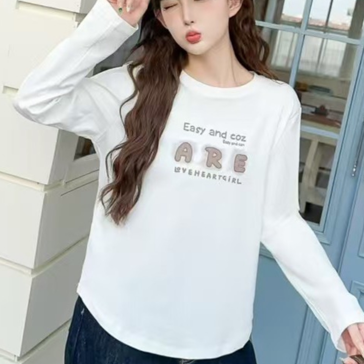 88102##大板弯角圆领女士欧货时尚显瘦简单百搭上衣