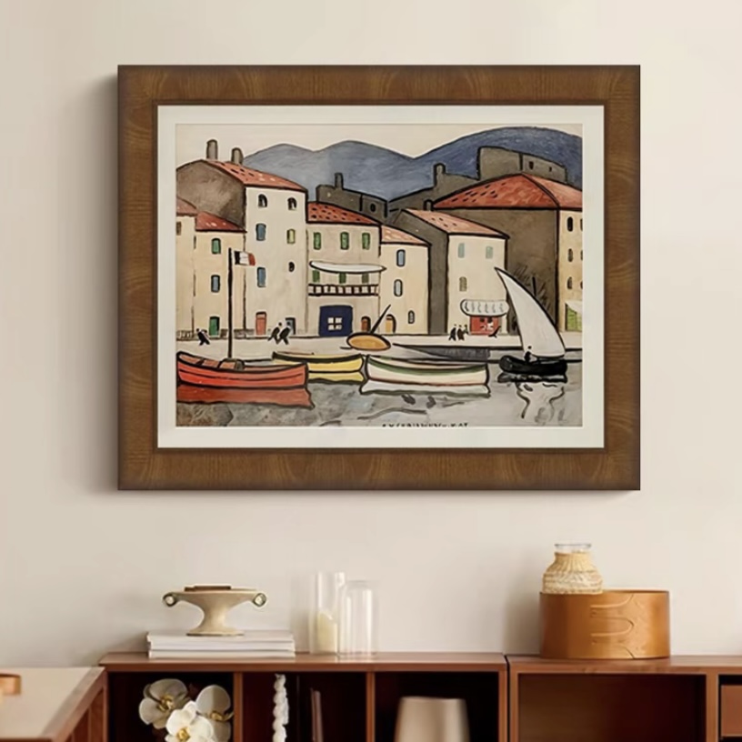 夏日尼斯北欧复古风格玄关边柜摆画风客厅餐厅挂画XD45