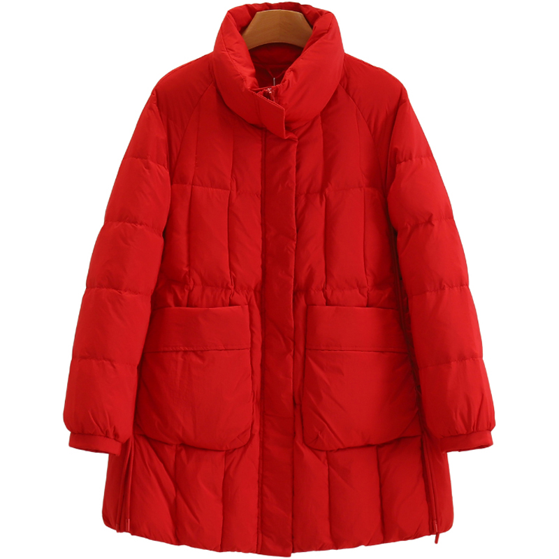 【开播福利】中长款立领修身加厚双层门襟加厚羽绒服#QLM48H011