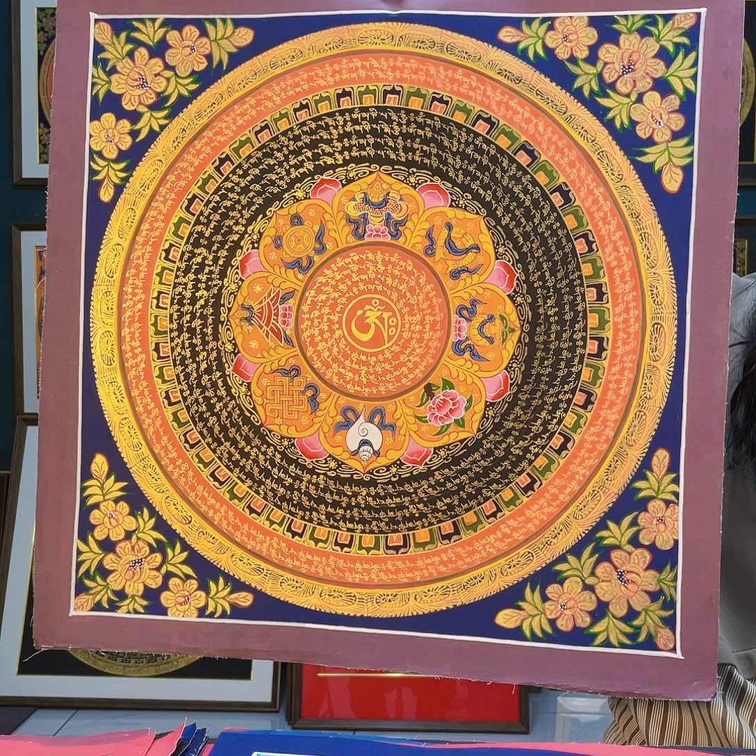 卷轴画手绘唐卡50厘米坛城六字