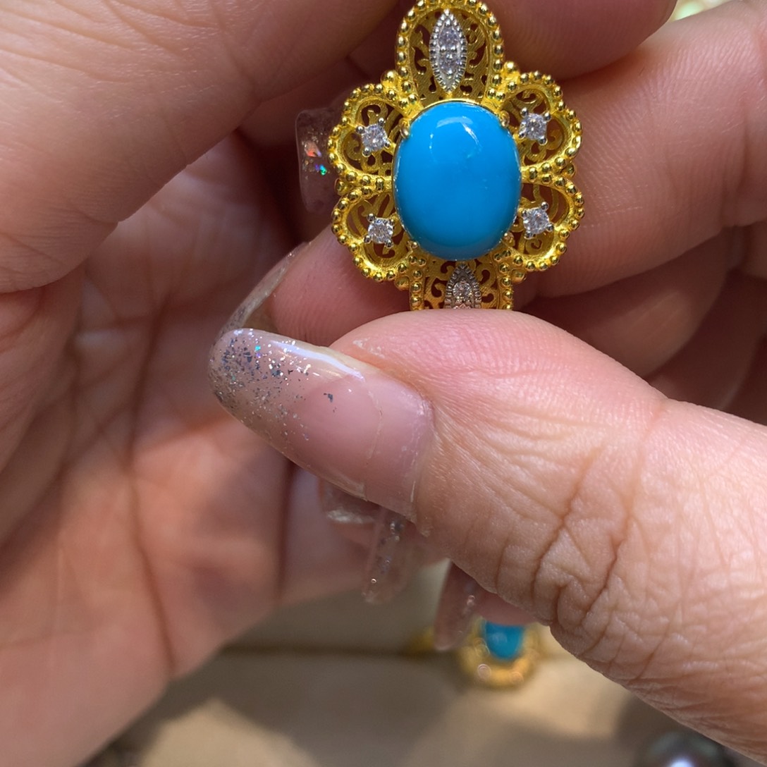 绿松石银S925镶嵌颈饰