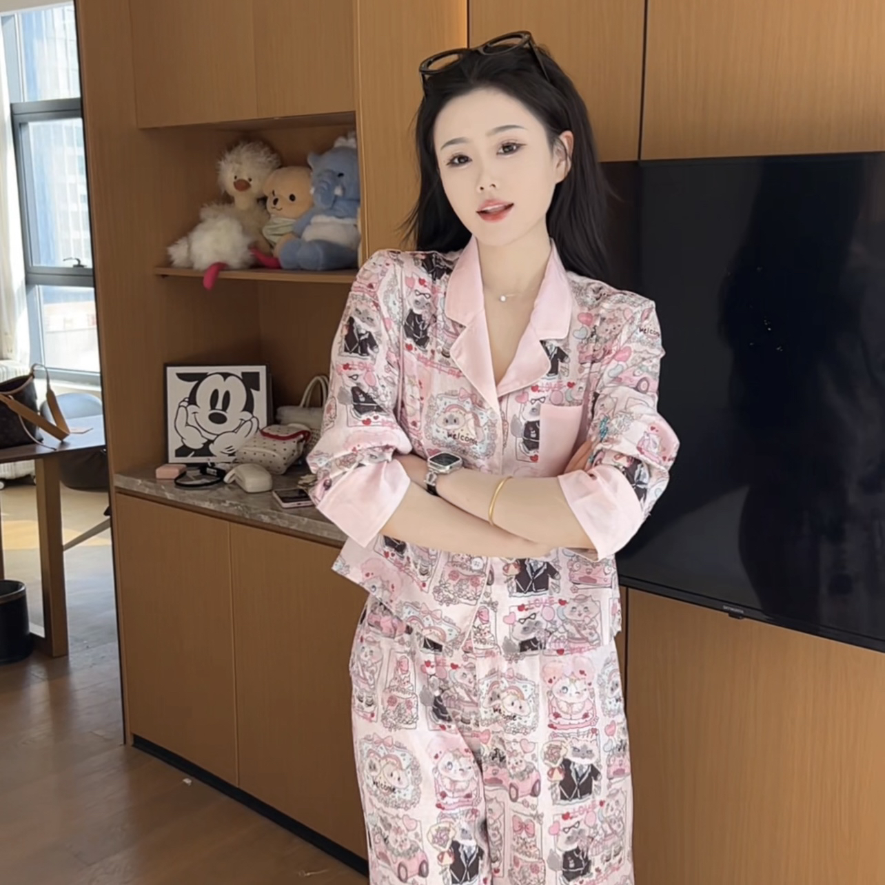 （亲亲咪）春夏季气质可爱精显瘦透气睡衣女家居服套装可外穿高级感