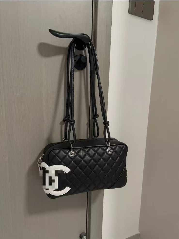 单根托特包拉链波士顿包单肩包流浪黑色编织漆皮肩包