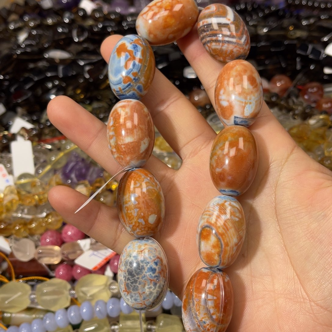 玛瑙/玉髓散珠油画玛瑙蛋