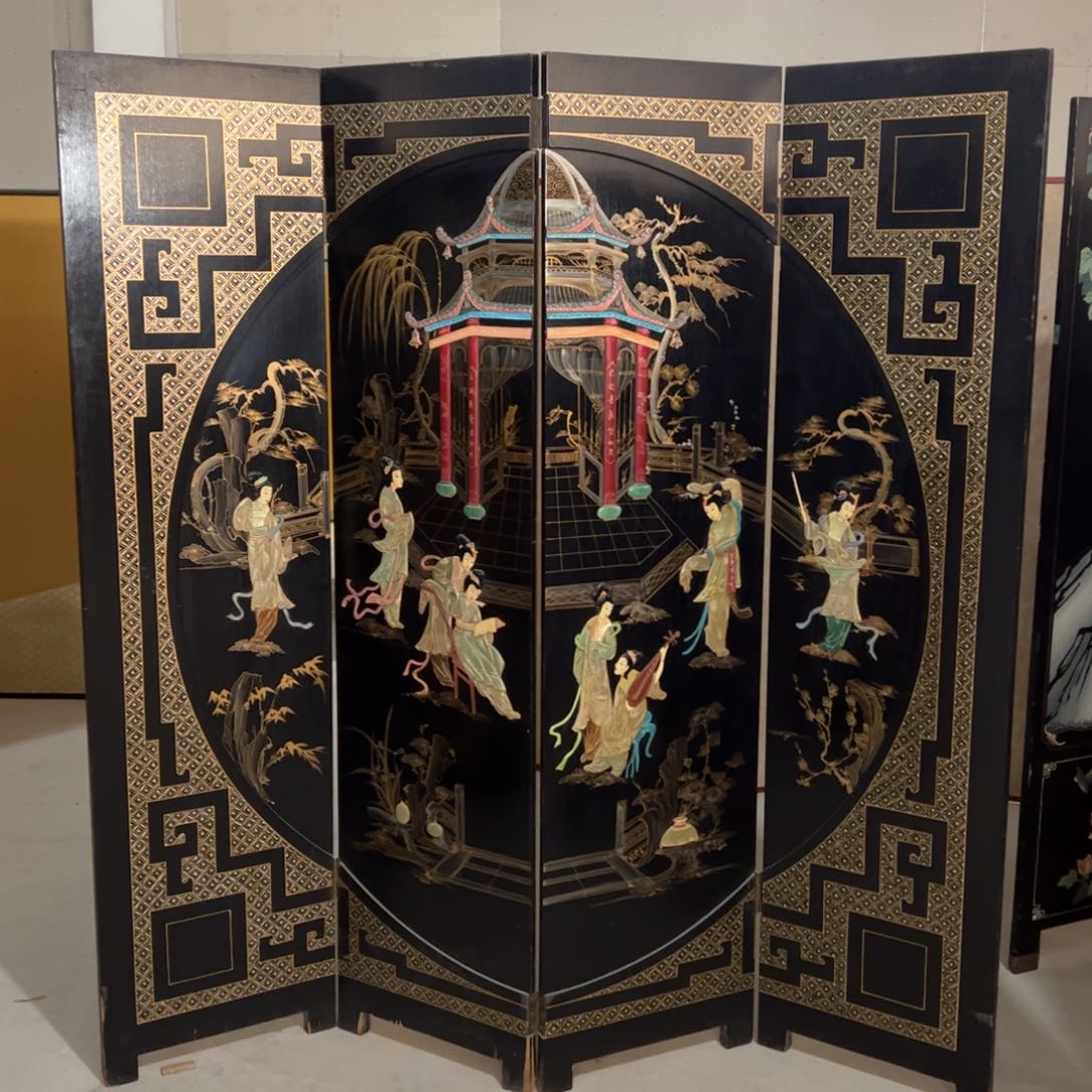 绘画屏风框画茶空间设计 