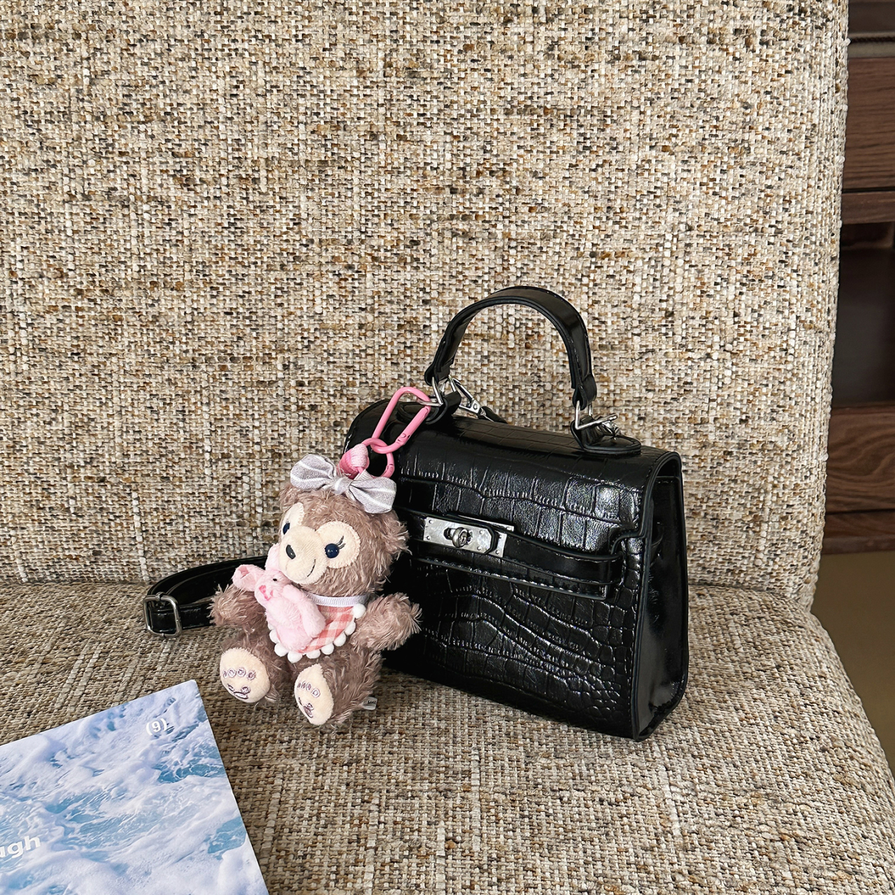 【带挂件】秋季新款高级感小众鳄鱼纹凯莉包包手提斜挎包