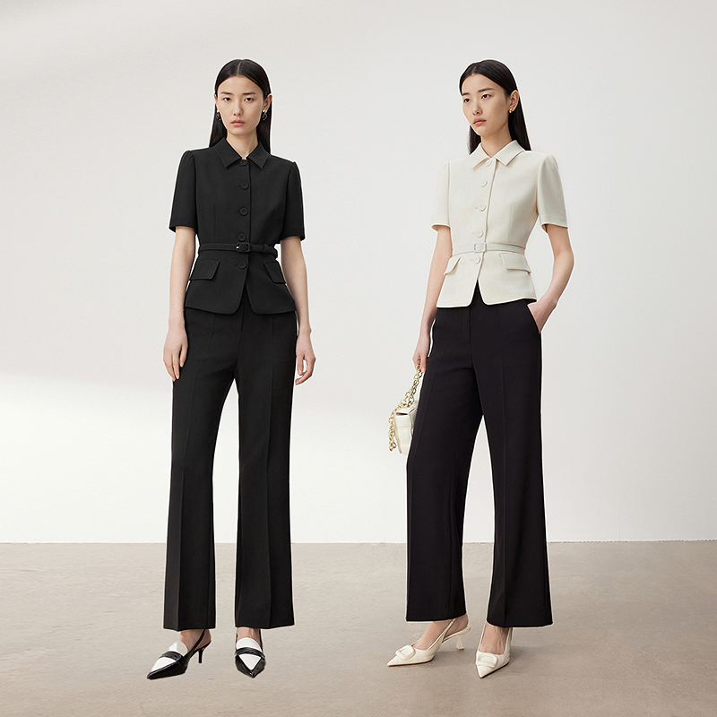 LANCY/朗姿气质休闲女士夏季通勤西装高级感气质时尚白色西服