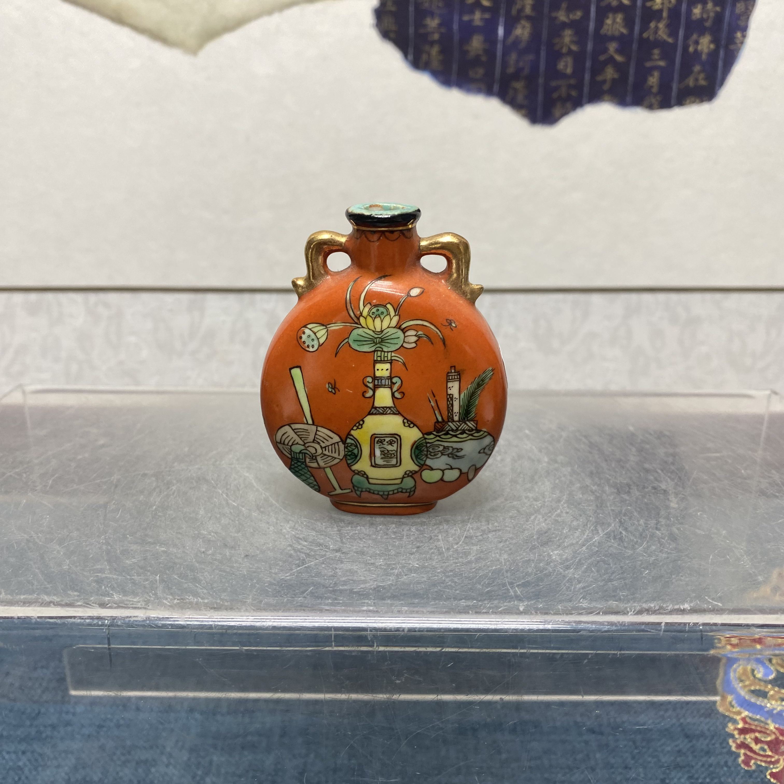 民国珊瑚红博古诗文鼻烟壶10/古玩/KC20250304010