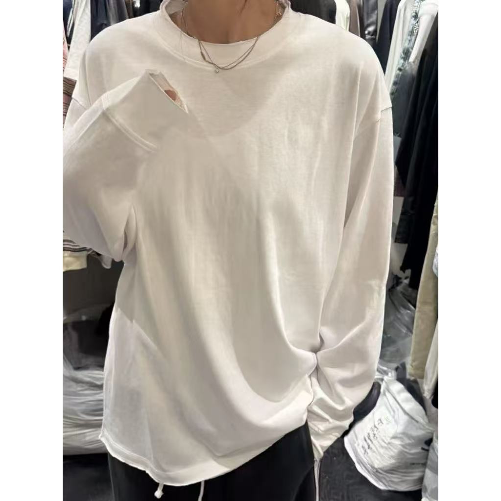 HENIMAN/恒依曼新款时尚简约 白色长袖T恤7753