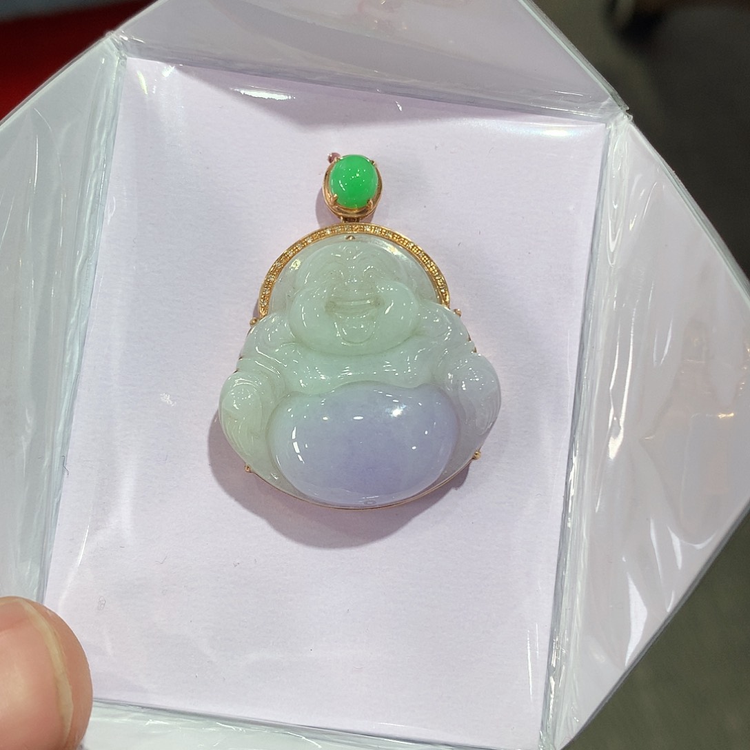 翡翠吊坠(赠链)18K金镶嵌